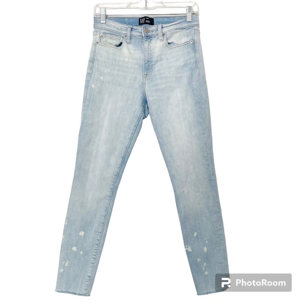 Gap Womens Size 6 28R High Rise Legging Jeans Light Wash Bleached Distressed 28R